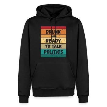 Ivre et prêt à parler politique - Sweat à capuche Premium bio Homme - noir - Devant - Nico (187cm)