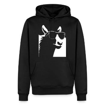 Drôle d’alpaga portant des lunettes de soleil cool alpagas - Sweat à capuche Premium bio Homme - noir - Devant - Nico (187cm)