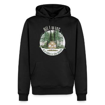 Tout ce que je veux, c’est une cabane dans les bois - Sweat à capuche Premium bio Homme - noir - Devant - Nico (187cm)