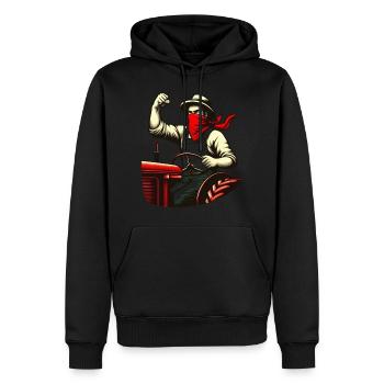 Révolutionnaire Rural - Sweat à capuche Premium bio Homme - noir - Devant - Nico (187cm)
