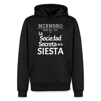 EHRENMITGLIED des Geheimbundes der Siesta - Männer Premium Bio Hoodie - Schwarz - Vorne - Nico (187cm)