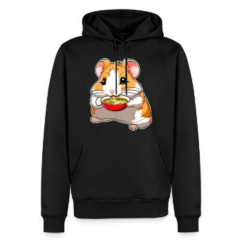 Niedlicher Hamster mit Ramen Suppe - Männer Premium Bio Hoodie - Schwarz - Vorne - Nico (187cm)