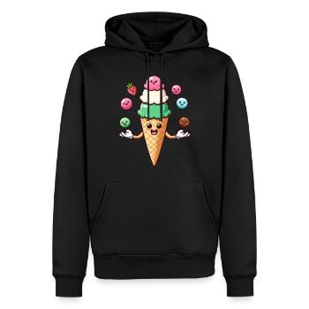 Crème glacée Crème glacée Cornet Kawaii Funny Summer Sundae - Sweat à capuche Premium bio Homme - noir - Devant - Nico (187cm)