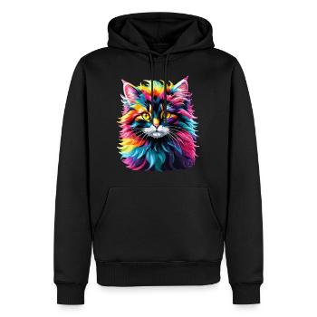 Chat Chat Arc-en-ciel Mignon Enfants - Sweat à capuche Premium bio Homme - noir - Devant - Nico (187cm)