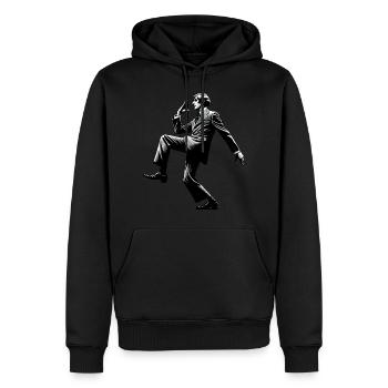 Sanfte Vintage-Silhouette - Männer Premium Bio Hoodie - Schwarz - Vorne - Nico (187cm)