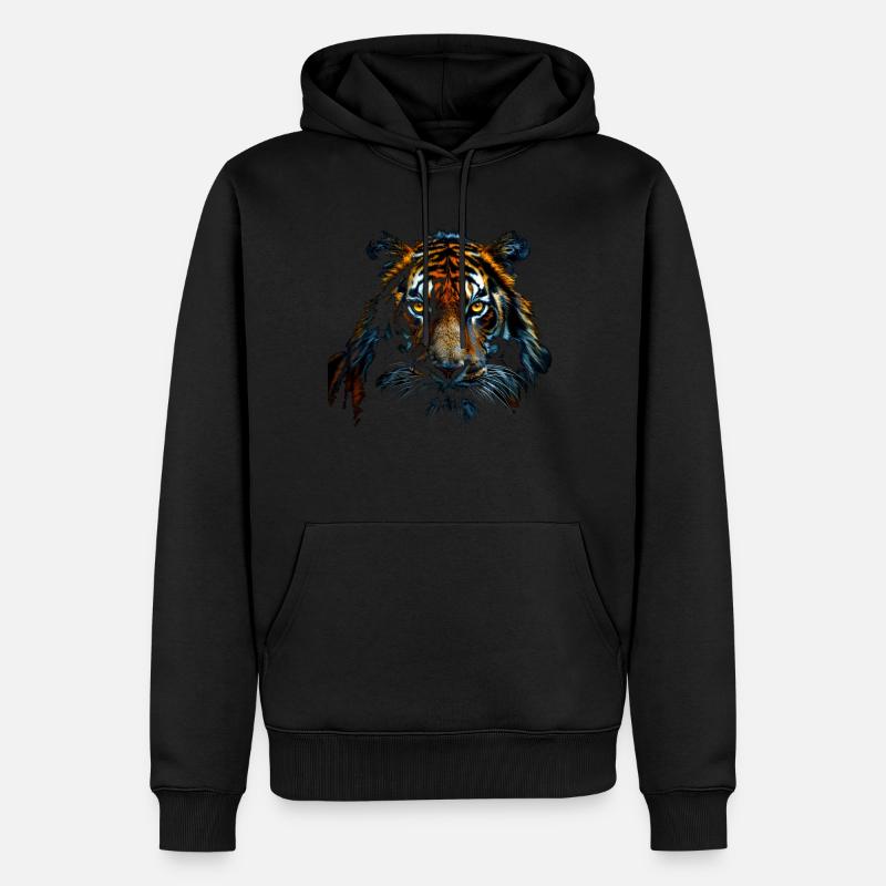 Tiger Face - Männer Premium Bio Hoodie - Schwarz
