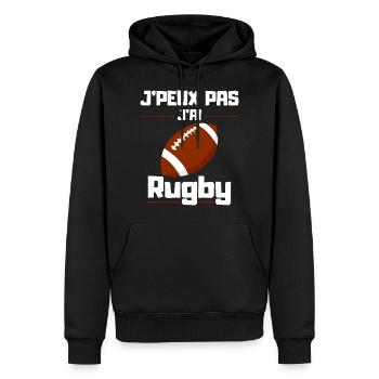 Ich kann nicht Rugby spielen - Männer Premium Bio Hoodie - Schwarz - Vorne - Nico (187cm)