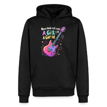 Fille avec la puissance de la guitare - Sweat à capuche Premium bio Homme - noir - Devant - Nico (187cm)