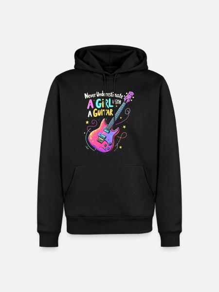 Girl with Guitar Power - Men’s Premium Organic Hoodie - black
