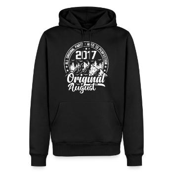 août 2017 Original:7 Ans Cadeau d'Anniversaire - Sweat à capuche Premium bio Homme - noir - Devant - Nico (187cm)