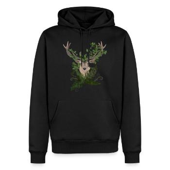 Cerfs et fougères - Sweat à capuche Premium bio Homme - noir - Devant - Nico (187cm)