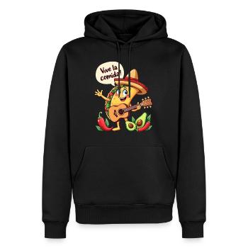 Taco Fiesta avec guitare et flair hispanique - Sweat à capuche Premium bio Homme - noir - Devant - Nico (187cm)