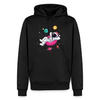 Un astronaute de Noël détendu dans l’espace - Sweat à capuche Premium bio Homme - noir - Devant - Nico (187cm)
