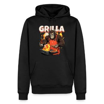 Grillen Grilla Griller Gorilla BBQ Spruch Lustig - Männer Premium Bio Hoodie - Schwarz - Vorne - Nico (187cm)
