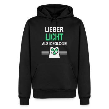 Lieber Licht als Ideologie - Ja zu Atomkraft - Männer Premium Bio Hoodie - Schwarz - Vorne - Nico (187cm)