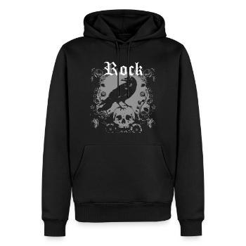Roche avec motif de corbeau et de crâne - Sweat à capuche Premium bio Homme - noir - Devant - Nico (187cm)