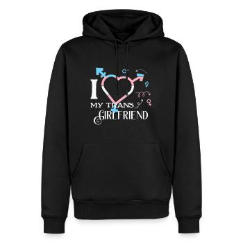 LBGT Flag Gay Pride J’aime ma petite amie trans - Sweat à capuche Premium bio Homme - noir - Devant - Nico (187cm)
