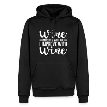 Wine Improves With Age, I Improve With Wine 2 - Männer Premium Bio Hoodie - Schwarz - Vorne - Nico (187cm)