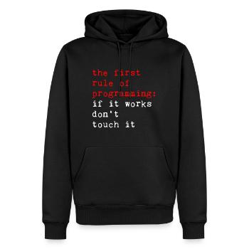 Rule Of Programming, If It Works, Don't Touch It 2 - Männer Premium Bio Hoodie - Schwarz - Vorne - Nico (187cm)