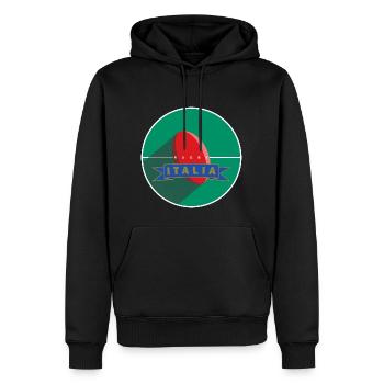 RUGBY ITALIA - Männer Premium Bio Hoodie - Schwarz - Vorne - Nico (187cm)
