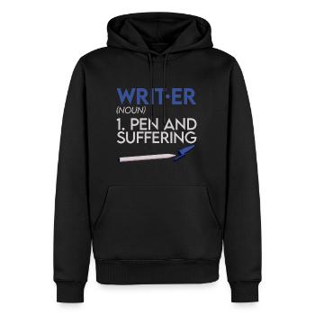 Writer, Pen And Suffering 2 - Men’s Premium Organic Hoodie - black - Front - Nico (187cm)