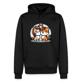 Cuddling Horse And Tiger In Love - Männer Premium Bio Hoodie - Schwarz - Vorne - Nico (187cm)