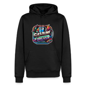 Gasoline Forever 17 - Männer Premium Bio Hoodie - Schwarz - Vorne - Nico (187cm)