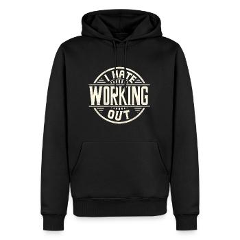 I Hate Working Out 9 - Men’s Premium Organic Hoodie - black - Front - Nico (187cm)