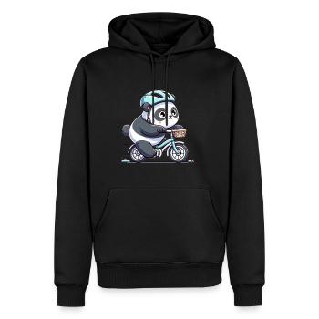 Cute Cyclist Panda - Männer Premium Bio Hoodie - Schwarz - Vorne - Nico (187cm)