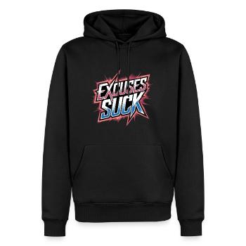 Excuses Suck 13 - Männer Premium Bio Hoodie - Schwarz - Vorne - Nico (187cm)