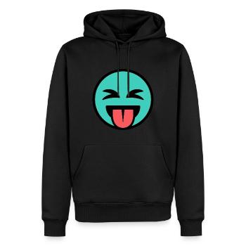 Émoticône drôle / Sourire - Sweat à capuche Premium bio Homme - noir - Devant - Nico (187cm)