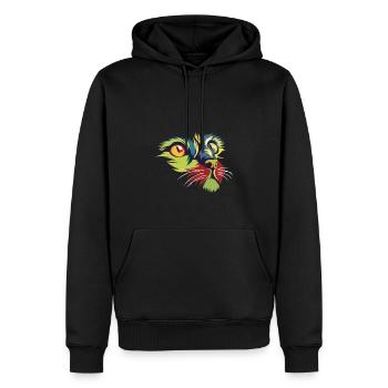 Regenbogen Katze - Premium Design - Männer Premium Bio Hoodie - Schwarz - Vorne - Nico (187cm)
