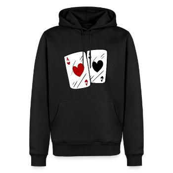 As de Cœurs 5 - Sweat à capuche Premium bio Homme - noir - Devant - Nico (187cm)