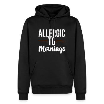 Allergique aux matins 2 - Sweat à capuche Premium bio Homme - noir - Devant - Nico (187cm)