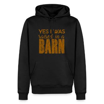 Oui, j’ai été élevé dans une grange 3 - Sweat à capuche Premium bio Homme - noir - Devant - Nico (187cm)