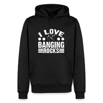 I Love Banging Rocks 3 - Männer Premium Bio Hoodie - Schwarz - Vorne - Nico (187cm)
