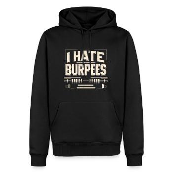 I Hate Burpees 11 - Men’s Premium Organic Hoodie - black - Front - Nico (187cm)