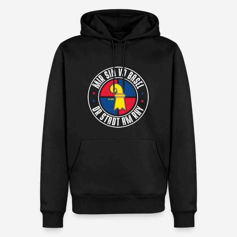 BASEL - Männer Premium Bio Hoodie - Schwarz