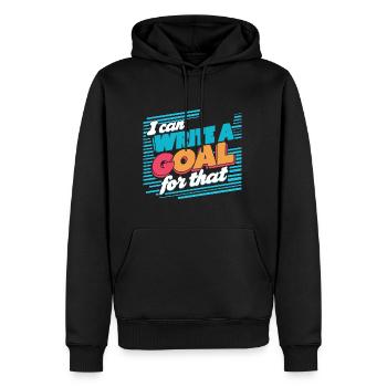 Je peux écrire un but pour ça 14 - Sweat à capuche Premium bio Homme - noir - Devant - Nico (187cm)