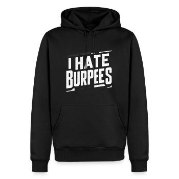I Hate Burpees 7 - Men’s Premium Organic Hoodie - black - Front - Nico (187cm)