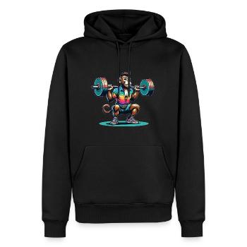 Cool Monkey Squatting In The Gym - Männer Premium Bio Hoodie - Schwarz - Vorne - Nico (187cm)