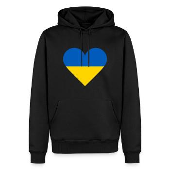 Je soutiens l’Ukraine - Sweat à capuche Premium bio Homme - noir - Devant - Nico (187cm)