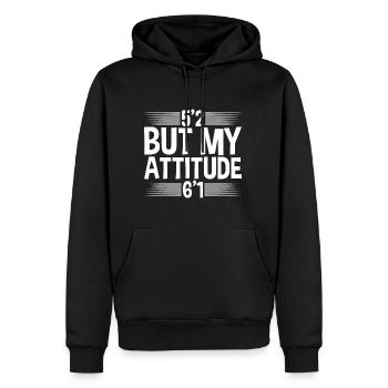 5'2 Mais mon attitude 6'1 4 - Sweat à capuche Premium bio Homme - noir - Devant - Nico (187cm)
