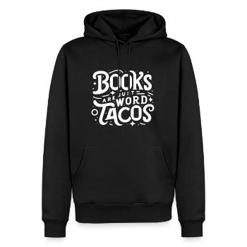 Les livres ne sont que des tacos de mots 18 - Sweat à capuche Premium bio Homme - noir - Devant - Nico (187cm)