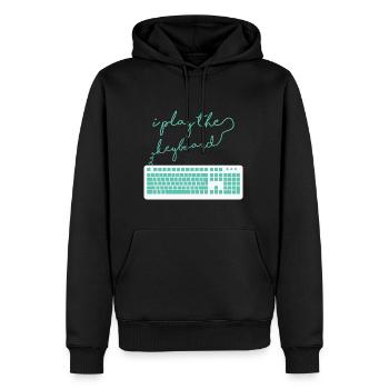 I play the Keyboard funny Programmer Hacker - Männer Premium Bio Hoodie - Schwarz - Vorne - Nico (187cm)