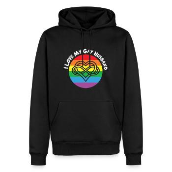 LBGT Flag Gay Pride Human J’aime mon mari gay - Sweat à capuche Premium bio Homme - noir - Devant - Nico (187cm)