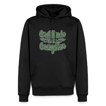 Gratitude Is So Gangster 4 - Men’s Premium Organic Hoodie - black - Front - Nico (187cm)
