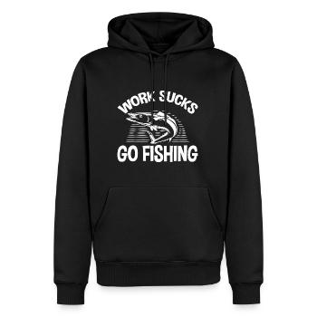 Work Sucks, Go Fishing 2 - Männer Premium Bio Hoodie - Schwarz - Vorne - Nico (187cm)