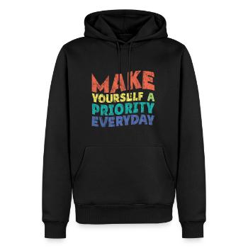 Make Yourself A Priority Everyday 3 - Männer Premium Bio Hoodie - Schwarz - Vorne - Nico (187cm)