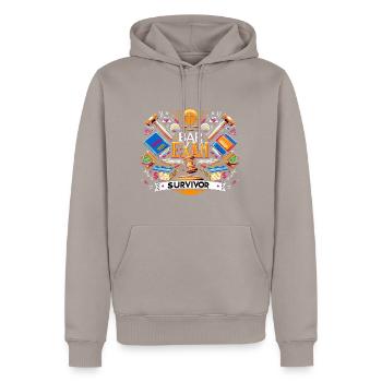 Bar Exam Survivor 17 - Men’s Premium Organic Hoodie - taupe - Front - Nico (187cm)